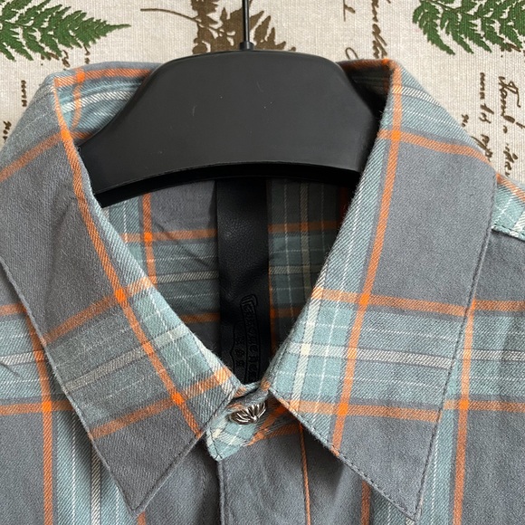 Chrome Hearts Grey Green Plaid Long Sleeve Shirt Mens Size M - Picture 2 of 6